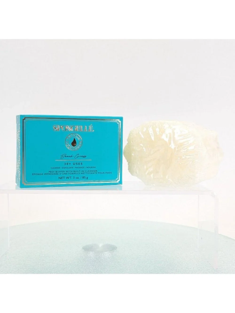 Spongelle Pedi-Buffer w Built-In Cleanser Beach Grass 30+ Uses 3 Oz Exfoliates
